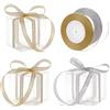 BENECREAT 30 PCS Scatole Regalo Trasparenti in PVC 7x7x7cm con 2 Rotoli di Nastri Glitter Oro e Argento per Matrimoni, Feste,