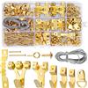 DazSpirit 250 Pezzi Kit per appendere quadri, ganci per appendere quadri, attaccaglie per quadri per cornici con chiodi da parete, filo per appendere, dente di sega, anello a D, occhielli a vite