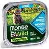 MONGE GATTO UMIDO 100 G BWILD GRAIN FREE ADULT PATE' ACCIUGHE E ORTAGGI VASCHETTA