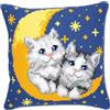 VERVACO Kit Cuscino Punto Croce Gatti sulla Luna Set Ricamo Principianti Cuscini Gobelin Decorativi ca. 40 x 40 cm Accessori per Lavoretti Creativi DIY Casa Decor Hobby Adulti Cross Stitch