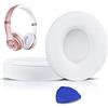 SoloWIT® Cuscinetti Auricolari Ricambio per Beats Solo 2 e Solo 3 Wireless On-Ear Cuffia con morbida pelle proteina/memory foam/nastro adesivo forte - Bianca