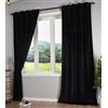 Gardinenbox Milano 20357 - Tenda oscurante in velluto con passanti, chiusura a cordoncino, accorciabile, 2 pezzi (altezza x larghezza x profondità): 235 x 135 cm, colore: Nero