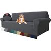 MAXIJIN Fodera per divano super elasticizzata per divano a 4 posti, fodere per divani extra large Jacquard Pet Dog Furniture Protector Fodera per divano aderente (4 posto, Grigio Scuro)