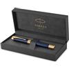 Parker Duofold Prestige Blue Chevron Centennial Penna stilografica | punta in oro puro sottile | inchiostro nero e adattatore