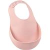BÉABA Bavaglino per Neonato in Silicone, Impermeabile, Regolabile: varie tacche, Morbido e Leggero, Delicato, Facile da Pulire, Ampia tasca per raccogliere la Pappa, Rosa