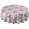 Home Direct Tovaglia in Tela Cerata plastificata Rotonda 160cm Beige Rosa Verde