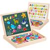 Uping Puzzle Magnetico Legno 130 Pezzi con Lavagna a Double Face per Bambini 3 Anni+