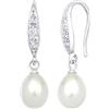 Elli Orecchini Pendenti Da Donna In Argento Con Zirconia Cubica E Perle Coltivate D'Acqua Dolce