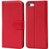 Verco custodia per Apple iPhone 5 5S SE, Case per iPhone SE Cover PU Pelle Portafoglio Protettiva, Rosso