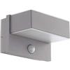 Eglo Azzinano Applique da esterno a LED, lampada da esterno a 2 luci con rilevatore di movimento, applique a sensore in metallo color argento e plastica color bianco, IP44