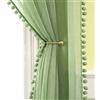 MIULEE Voile Tende Trasparenti Palla di Peluche sul Lato con Occhielli Tenda per Finestra per Soggiorno e Camera da Letto 2 Pannelli 140 x 225 CM Verde