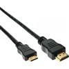 InLine cavo mini HDMI, cavo HDMI High Speed, presa da A a C, contatti dorati, nero, 2m