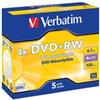 Verbatim - Scatola 5 DVD+RW - Jewel Case - serigrafato - 43229 - 4,7GB (unità vendita 1 pz.)