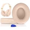 SoloWIT® Cuscinetti Auricolari Di Ricambio per Beats Studio 2 e Studio 3 Wired/Wireless Cuffia con morbida pelle proteina/memory foam/nastro adesivo forte - Duna di sabbia