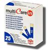 Biochemical System Intern. STRISCE MISURAZIONE GLICEMIA MULTICARE IN GLUCOSIO ELETTRODO 25 PEZZI