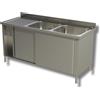 Ristosubito Lavello/Lavatoio Armadiato Acciaio Inox Due Vasche con Sgocciolatoio Modello A2VGS/D166 Dim. cm L.160 P.60 H.85