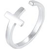 Elli Ring Damen Kreuz Glaube Geo Größenverstellbar in 925 Sterling Silber