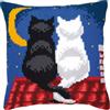 VERVACO Kit Cuscino Punto Croce Gatti di Notte Set Ricamo Principianti Cuscini Gobelin Decorativi ca. 40 x 40 cm Accessori per Lavoretti Creativi DIY Casa Decor Hobby Adulti Cross Stitch