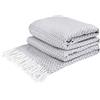LYHome Сoperta Cotone - Copriletto per Letto Divano, Copridivano Singolo Una Piazza e Mezza Matrimoniale, Plaid Mezza Stagione, Coperte Estivo, Primaverile 140x200 cm, Grigio Chiaro - Bianco Zig Zag