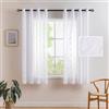 MIULEE Tende Voile Trasparenti 2 Pannelli con Occhielli Poliestere con Ricamo per Camera da Letto Salotto Cucina Modbido Moderna 140X160 CM Bianco