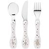 LÄSSIG Set di Posate per Bambini 3 Pezzi Cucchiaio Forchetta Coltello Manico in Plastica in Acciaio Inossidabile/Cutlery 3 Pcs Tiny Farmer Sheep/Goose