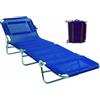 Vette Lettino Prendisole Mare Professionale Pieghevole Spiaggia Giardino Piuma in Alluminio colore Blu - F1011