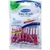 DenTek Easy Brush 2,3 mm 3,8 mm fine ISO 2 (12 pezzi) spazzola interdentale con sapore di menta per spazi interdentali molto stretti e parentesi graffe. Manico flessibile, bianco, blu
