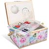 Navaris Scatola Kit Cucito - Valigetta Sarta Professionale 76 Accessori Ricamo - Forbice Ago Spilla Bottone Rivetto Automatico Rocchetto Filo Maglia