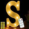 HONPHIER® Lettere lampada a forma di lettera con telecomando, lampada a LED, illuminazione lettera, luce notturna, decorazione per compleanno, festa, matrimonio (S)