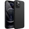 JETech Cover Silicone per iPhone 12 Pro Max 6,7 Pollici, Protettiva per Tutto il Corpo Morbida al Tatto, Custodia Antiurto con Fodera in Microfibra (Nero)