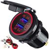 GemCoo Quick Charge 3.0 - Presa di ricarica rapida per auto, USB, adattatore con interruttore 12 V/24 V, 36 W, Dual QC3.0 USB, per marina, barca, moto, camion (rosso)