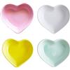 Binoster Piatto super Carino con Cuore in Ceramica, piatto per condimenti, piatti per condimenti/ciotola per sushi in salsa di soia, piatti da portata, piatti in porcellana amore (set di 4) (4 colori)