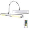 HONWELL Lampada per Quadri,Luci Specchio con Telecomando,Luci a Pittura Parete Alimentate con Batterie AA con Braccio Oscillante a 180° e Dimmer di Luminosità per Interni Quadri，Argente