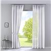 Gardinenbox Nizza, set di 2 tende in voile di cotone, semitrasparente trasparente, con nastro per tenda e coulisse, 100% poliestere, bianco, altezza 254 x larghezza 135 cm