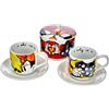 Disney Egan Set 2 Tazze Caffè Impilabili Mickey con Zuccheriera e Tovaglietta