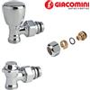 Giacomini Kit valvola e detentore cromato per termoarredo 1/2" con adattatori