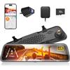 WOLFBOX 12 G840S 4K Dash Cam Specchietto con 5.8GHz WiFi, Dashcam Retrovisore Telecamera per Auto con Anteriore 170° e Posteriore 140°, Parcheggio Assistito, Sensore G(Con Scheda da 32 GB & GPS)