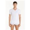 Tezenis T-shirt Scollo A V In Cotone Elasticizzato Uomo Bianco