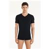 Tezenis T-shirt Scollo A V In Cotone Elasticizzato Uomo Nero
