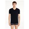 Tezenis T-shirt Scollo A V In Cotone Elasticizzato Uomo Blu