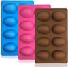 Senhai 3 pezzi Forma di uovo Stampi in silicone, 8-cavità Stampo da forno per cioccolato, Pasticcino, Torta, Focaccina, Pane, Cubetto di ghiaccio, Sapone - Rosa, blu, marrone