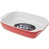 Crealys 512727 - Teglia Rettangolare con Manici in Ceramica, 25 x 15 x 5 cm, Colore: Lampone