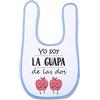 Supermolon 03694 - Yo Soy la Guapa de Las Dos Bavaglino Mellizas con Velcro, Blu Celeste, Unisex