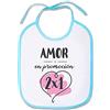 Supermolon 00563 - Love en 2 x 1 Bavaglino per bebè, con lacci, blu celeste, unisex