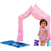 Barbie Skipper Babysitters Playset con Bambola, Tenda Rosa, Sacco a Pelo, Orsetto e Accessori, Giocattolo per Bambini 3+ anni, FXG97