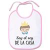 Supermolon 02741 - Soy il re della Casa, Bavaglino Bebe con lacci, Rosa Pastello, Unisex