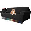 MAXIJIN Fodera per divano super elasticizzata per divano a 4 posti, fodere per divani extra large Jacquard Pet Dog Furniture Protector Fodera per divano aderente (4 posto, Nero)