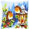 VERVACO Kit Cuscino Punto Croce PETTIROSSI alla Lanterna Set Ricamo Principianti Cuscini Gobelin Decorativi ca. 40 x 40 cm Accessori per Lavoretti Creativi DIY Casa Decor Hobby Adulti Cross Stitch