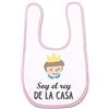 Supermolon 02758 - Soy il re della Casa, Bavaglino Bebe con Velcro, Rosa Pastello, Unisex