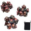 DollaTek Dadi poliedrici Set Giochi da Tavolo Dadi 3 Set Dadi 3 x 7 (21 Pezzi) Serie Die D20 D12 D10 D8 D6 D4 Dadi DND DND Rpg MTG Doppi Colori One Piece (Nuovo Rosso e Nero)